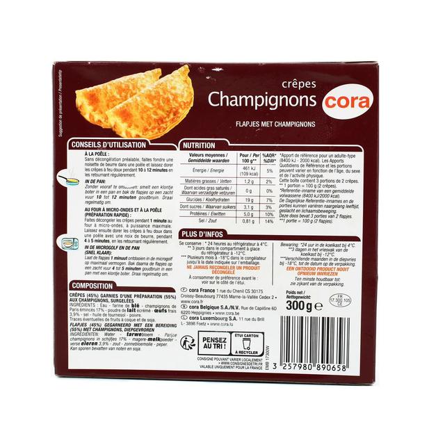 2050000269004 - Cora - 6 Crêpes aux champignons 6x50g