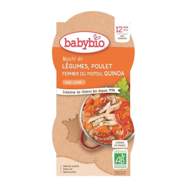 3288131520605 - Babybio - Mijoté de Légumes, Poulet Fermier et Quinoa Bio Bol Bébé Dès 12 mois