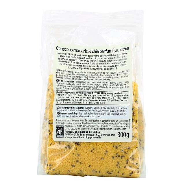 3380380071805 - Priméal - Couscous Maïs, Riz et Chia bio parfumé au Citron