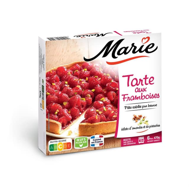 3251515063005 - Marie - Tarte aux framboises- Compotée à la framboise et éclats de pistaches- 6 parts
