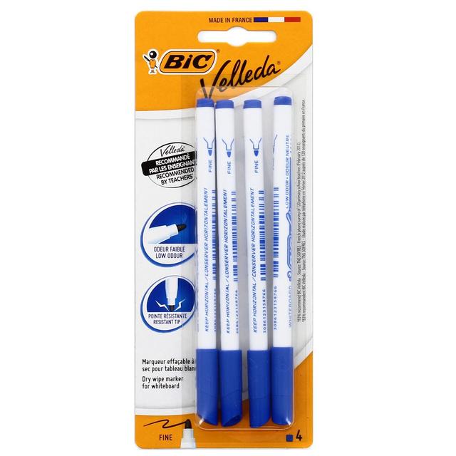 3086123314405 - Bic - 4 Feutres effaçables à sec Velleda bleu