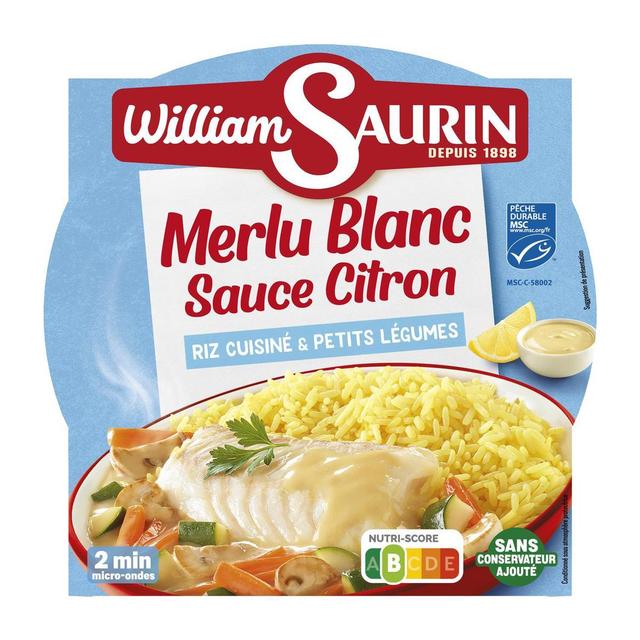 3261055955005 - William Saurin - Merlu Blanc Sauce Citron Riz et Légumes Cuisinés