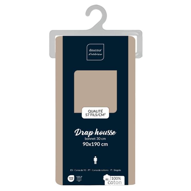 3574386445405 - Douceur D Interieur - Drap housse uni sable