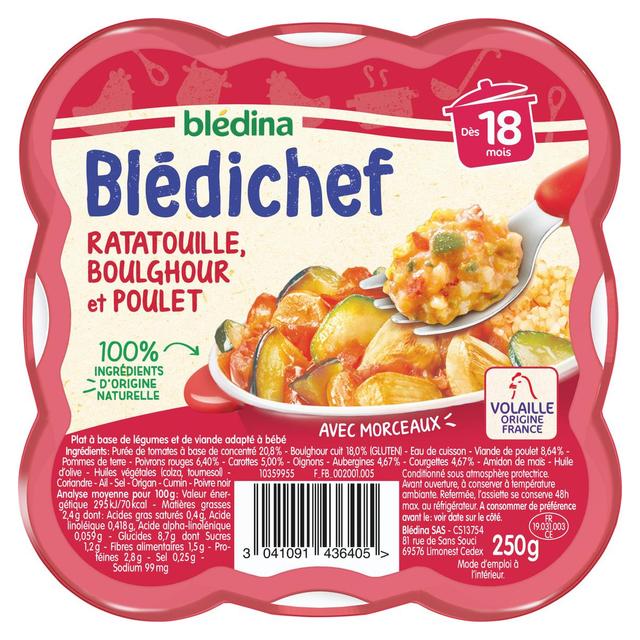 3041091436405 - Blédina - Blédi'chef - Ratatouille Boulghour et Poulet Assiette Bébé Dès 18 mois 