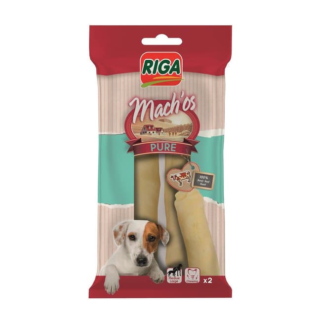 3166780157505 - Riga Mach'Os - Barres Soufflées Blanches à mastiquer - Friandise Récompense pour chien x2