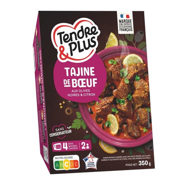 3265980129005 - Tendre & Plus - Tajine de Boeuf aux Olives Noires et Zestes de Citron