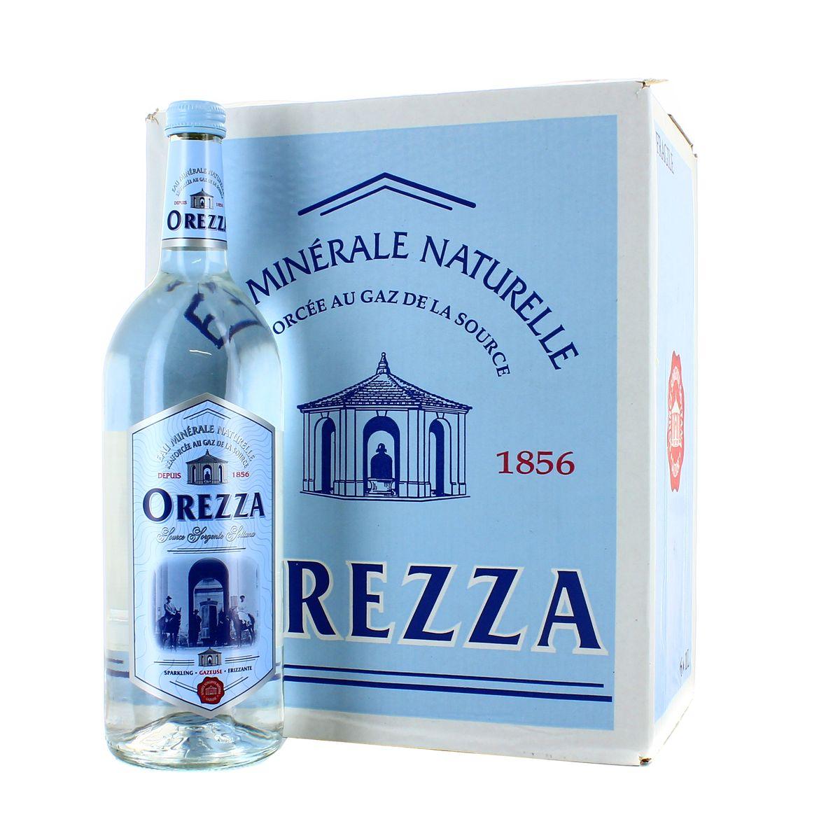 Orezza - Eau gazeuse minérale naturelle Corse, bouteille en verre