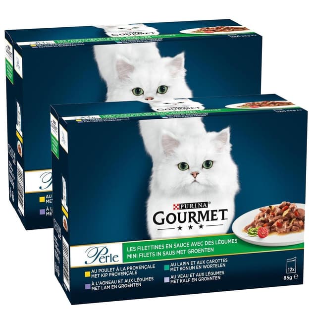 2050000420306 - Purina - Gourmet Perle - Sachets en Sauce Filettines avec des Légumes 4 variétés pour chat 