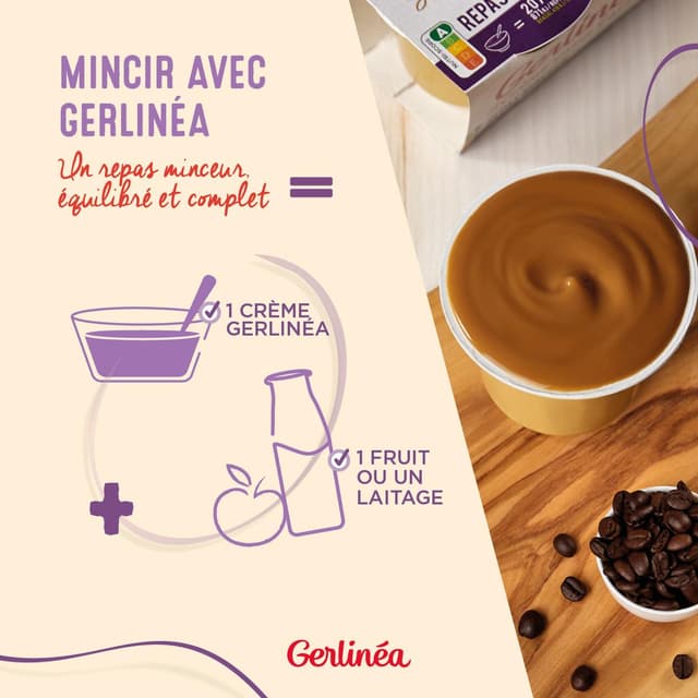 3175681780606 - Gerlinéa - 3 Coupelles crème saveur café -43% de sucres en moins