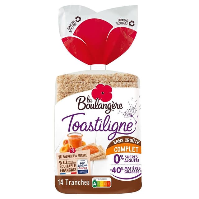 3700679611206 - La Boulangère - Toastiligne pain de mie complet sans croûte et sans sucres ajoutés