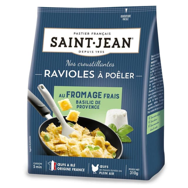 3266140062606 - Saint Jean - Ravioles à Poêler Fromage Frais, Basilic de Provence