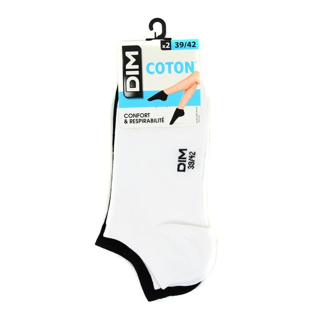 3610861284906 - Dim - Socquettes courtes noires & blanches en coton Femme