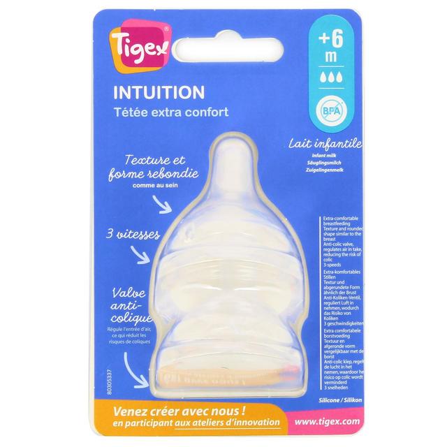 3159923345006 - Tigex - Tétines silicone col large air control +6 mois