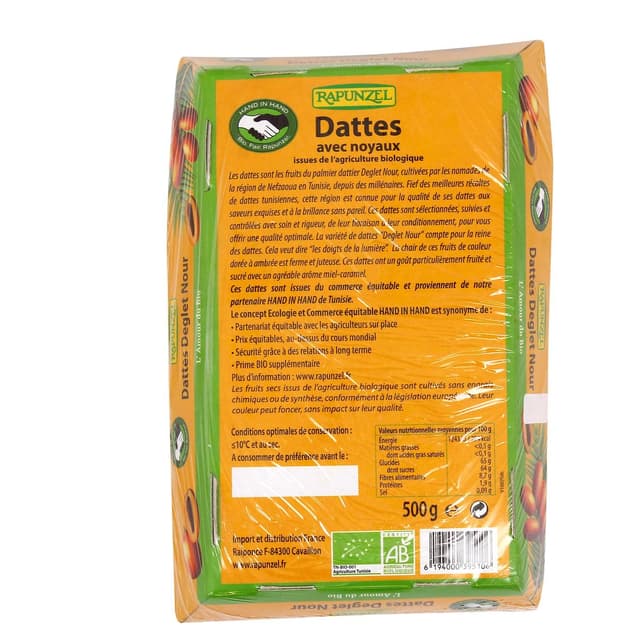 6194000395106 - Rapunzel - Dattes Bio Deglet Nour avec Noyaux
