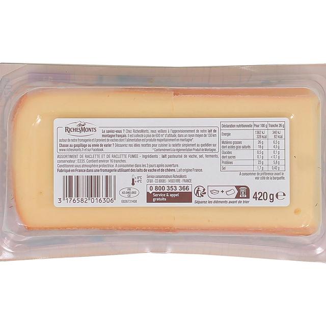 3176582016306 - Richesmonts - Fromage raclette duo nature et fumé