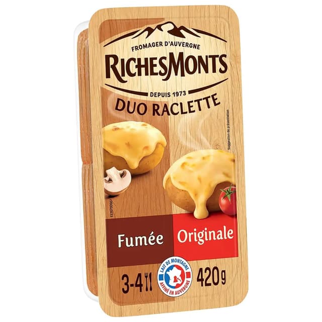 3176582016306 - Richesmonts - Fromage raclette duo nature et fumé