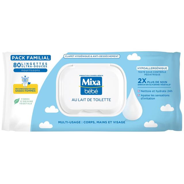 3600551136806 - Mixa - Lingettes Bébé au Lait de Toilette Hypoallergénique