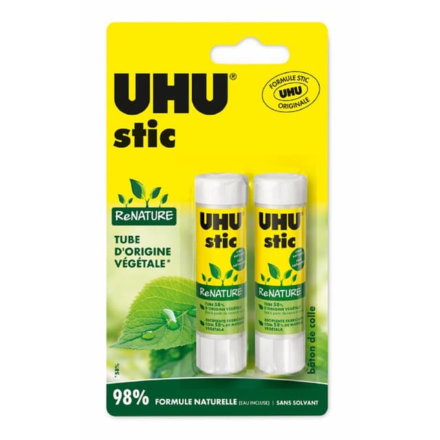 4026700377606 - Uhu - 2 Bâtons de colle blanche Renature