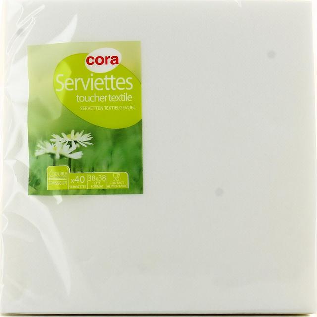 3257983848106 - Cora - Serviettes papier toucher textile blanches