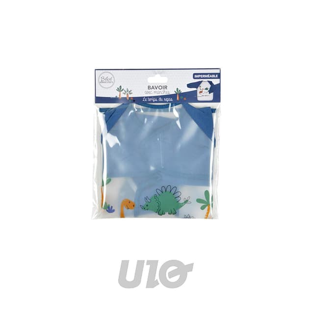 3574380649106 - BEBE DOUCEUR - Bavoir à Manches Longues 43cm Bleu Dino World