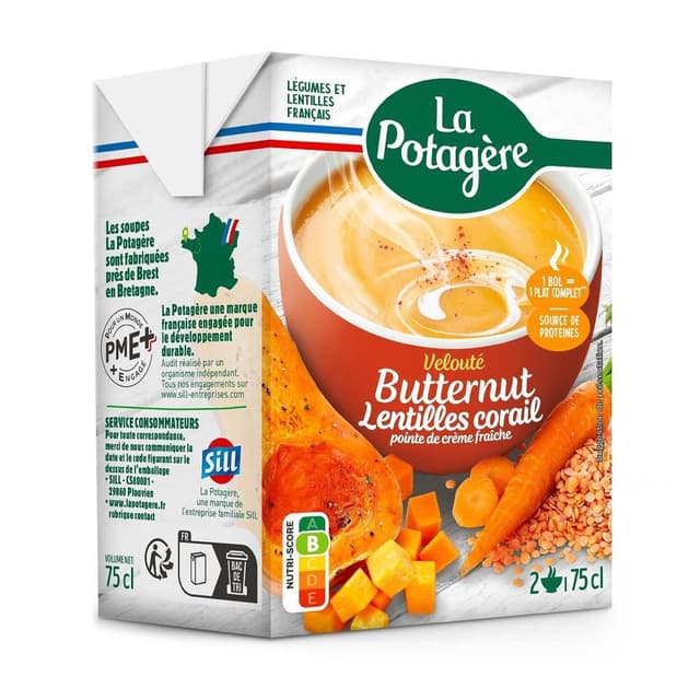 3274935000207 - La Potagère - Soupe Velouté Butternut, Lentilles Corail Pointe de Crème Fraîche