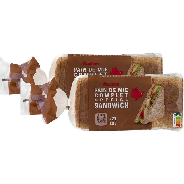2050000410307 - Auchan - Pain de Mie Complet avec Croûte Spécial Sandwich