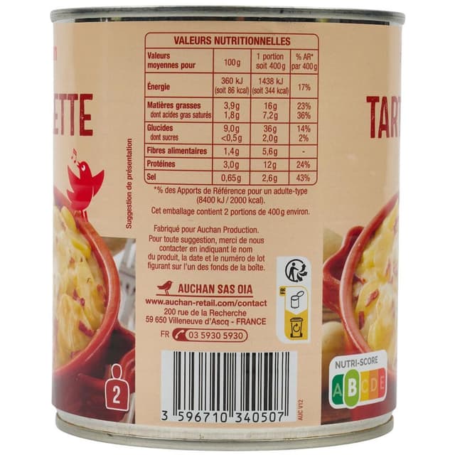 3596710340507 - Auchan - Tartiflette
