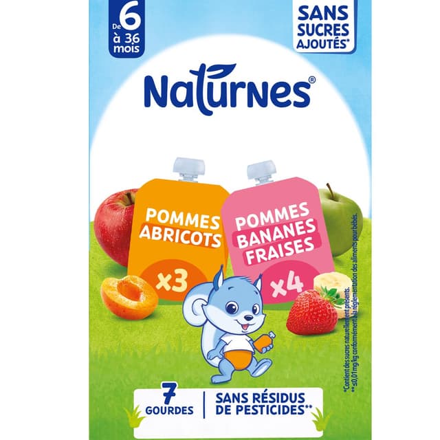 8445290861207 - Naturnes® - Multipack aux Fruits Gourdes Bébé Dès 6 mois