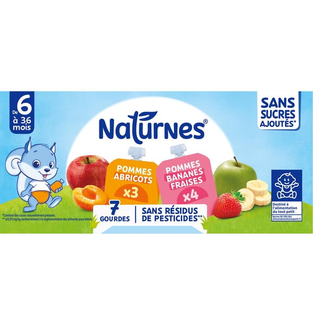 8445290861207 - Naturnes® - Multipack aux Fruits Gourdes Bébé Dès 6 mois