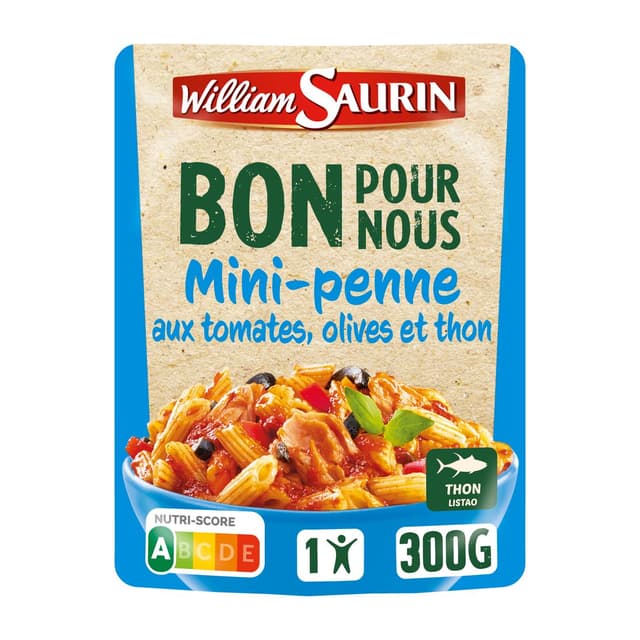 3261055954107 - William Saurin - Mini Penne aux Tomates Olives et Thon- Bon pour nous