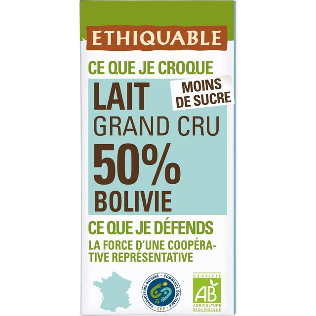 3760091726407 - Ethiquable - Commerce Equitable - Chocolat Lait 50% Cacao Bio de Madagascar