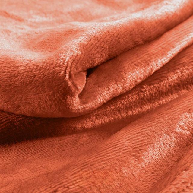 3574386097307 - Douceur D Interieur - Plaid Uni En Flanelle Terracotta