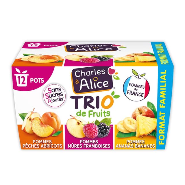 3297760099307 - Charles et Alice - Compotes panachées sans sucre ajouté