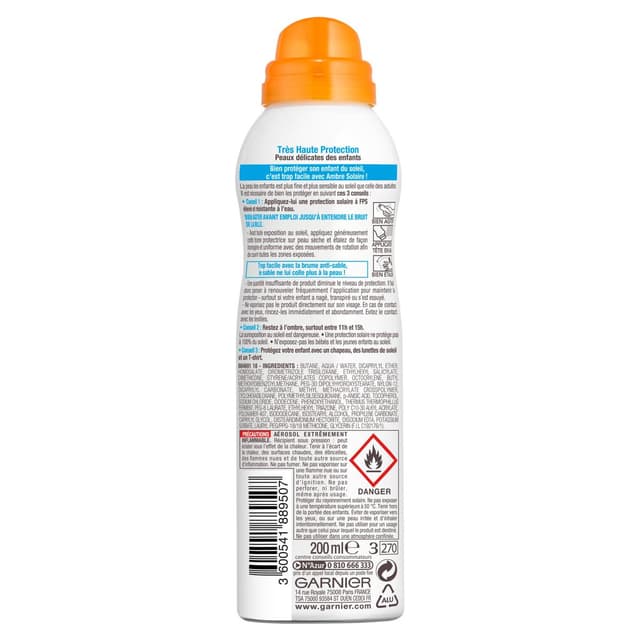 3600541889507 - Garnier - Ambre Solaire - Crème solaire enfant anti-sable Résisto en brumisateur IP50