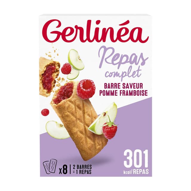 3175681779907 - Gerlinéa - 8 Barres fourrées pomme framboise -32% de sucres en moins