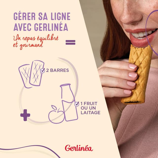 3175681779907 - Gerlinéa - 8 Barres fourrées pomme framboise -32% de sucres en moins