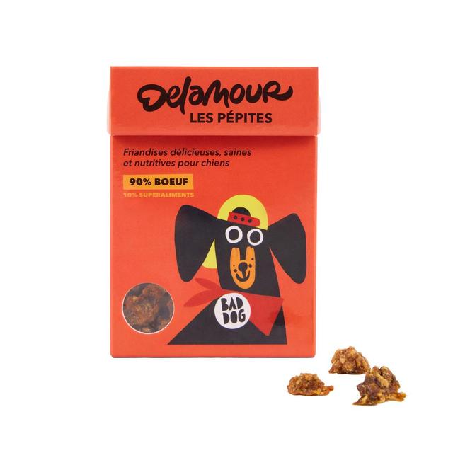 3760407550108 - Delamour - Friandise Pépites Boeuf Framboise - Récompense pour chien
