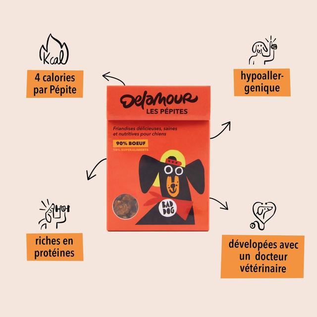 3760407550108 - Delamour - Friandise Pépites Boeuf Framboise - Récompense pour chien
