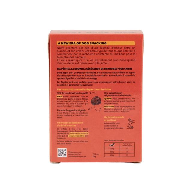 3760407550108 - Delamour - Friandise Pépites Boeuf Framboise - Récompense pour chien