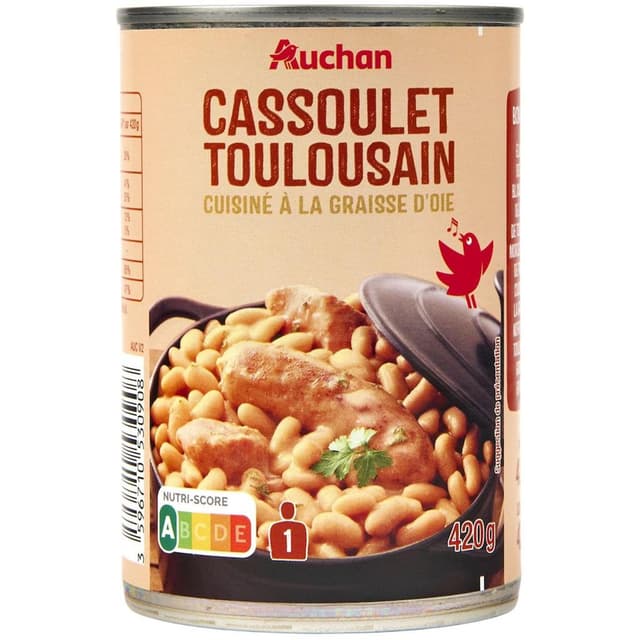 3596710530908 - Auchan - Cassoulet toulousain cuisiné à la graisse d'oie
