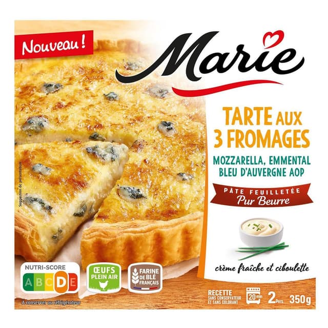 3248830001508 - Marie - Tarte aux 3 Fromages Mozzarella, Emmental, Bleu d'Auvergne AOP