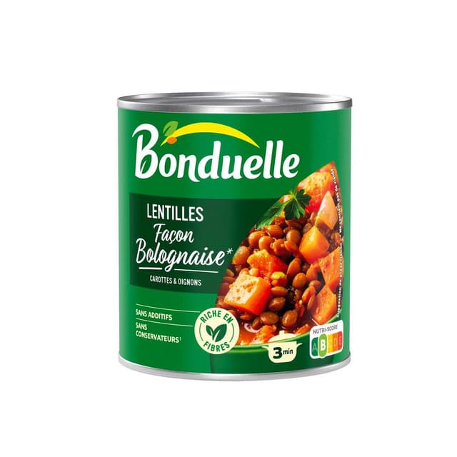 3083681192308 - Bonduelle - Lentilles façon bolognaise avec carottes et oignons
