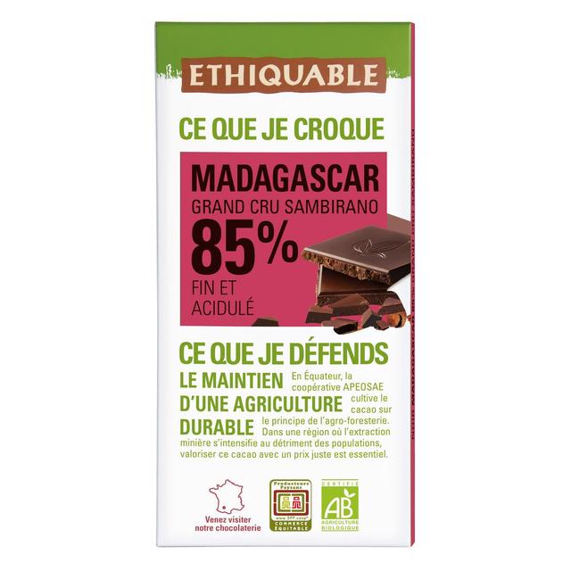3760091722508 - Ethiquable - Commerce Equitable - Chocolat Noir 85% cacao Bio de Madagascar 