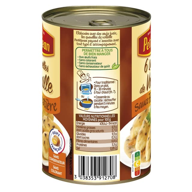 3038353912708 - Petitjean - 6 Quenelles de Volaille Sauce Forestière