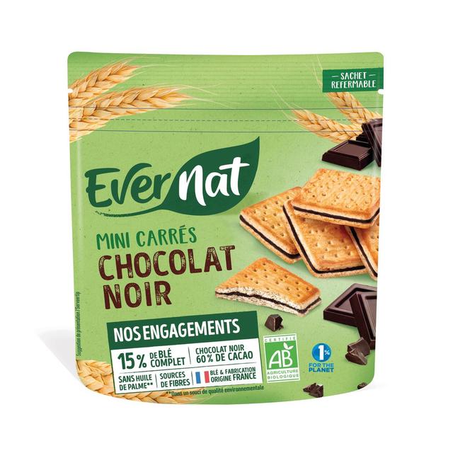 3396411242908 - Evernat - Mini biscuit carré chocolat noir bio 