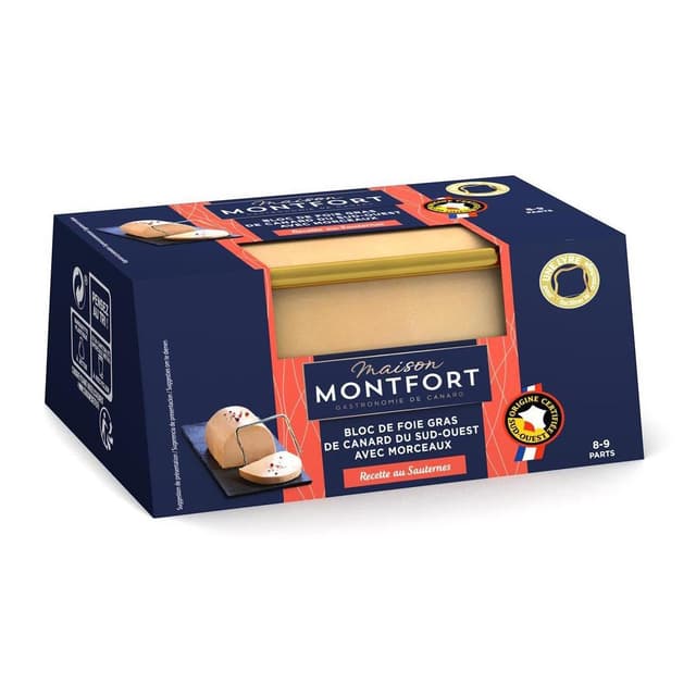 3104544074408 - Maison Montfort - Bloc de Foie Gras de Canard du Sud-Ouest avec Morceaux