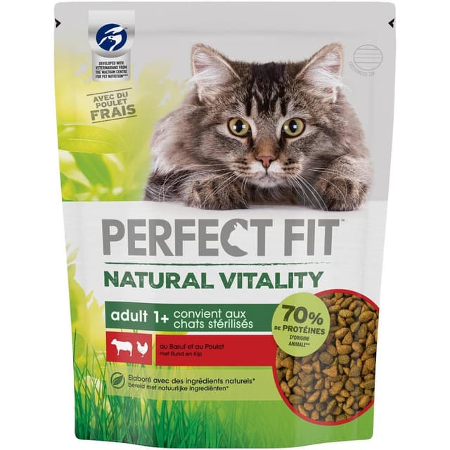 4008429136108 - Perfect Fit - Natural Vitality - Croquettes Bœuf et Poulet pour chat adulte