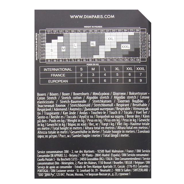 3040522946308 - Dim - 3 Boxers Homme Coton Stretch noir/blanc/gris