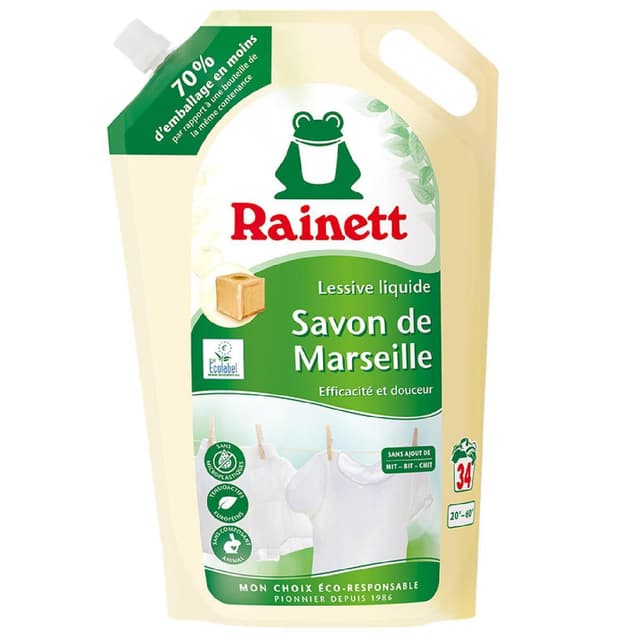 4009175959508 - Rainett - Lessive liquide concentrée Savon de Marseille Eco-recharge