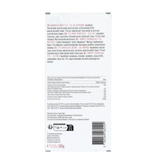 3760289260409 - Carré Suisse - Tablette Chocolat Noir 71% et Sel de Guérande